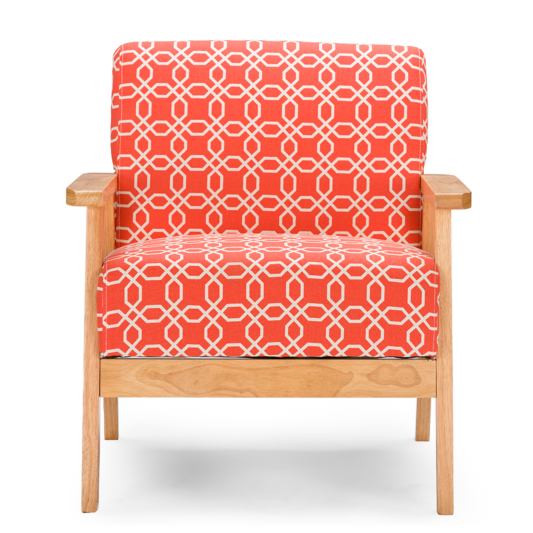 Baxton Studio Francis Retro Mid Century Orange Patterned Fabric