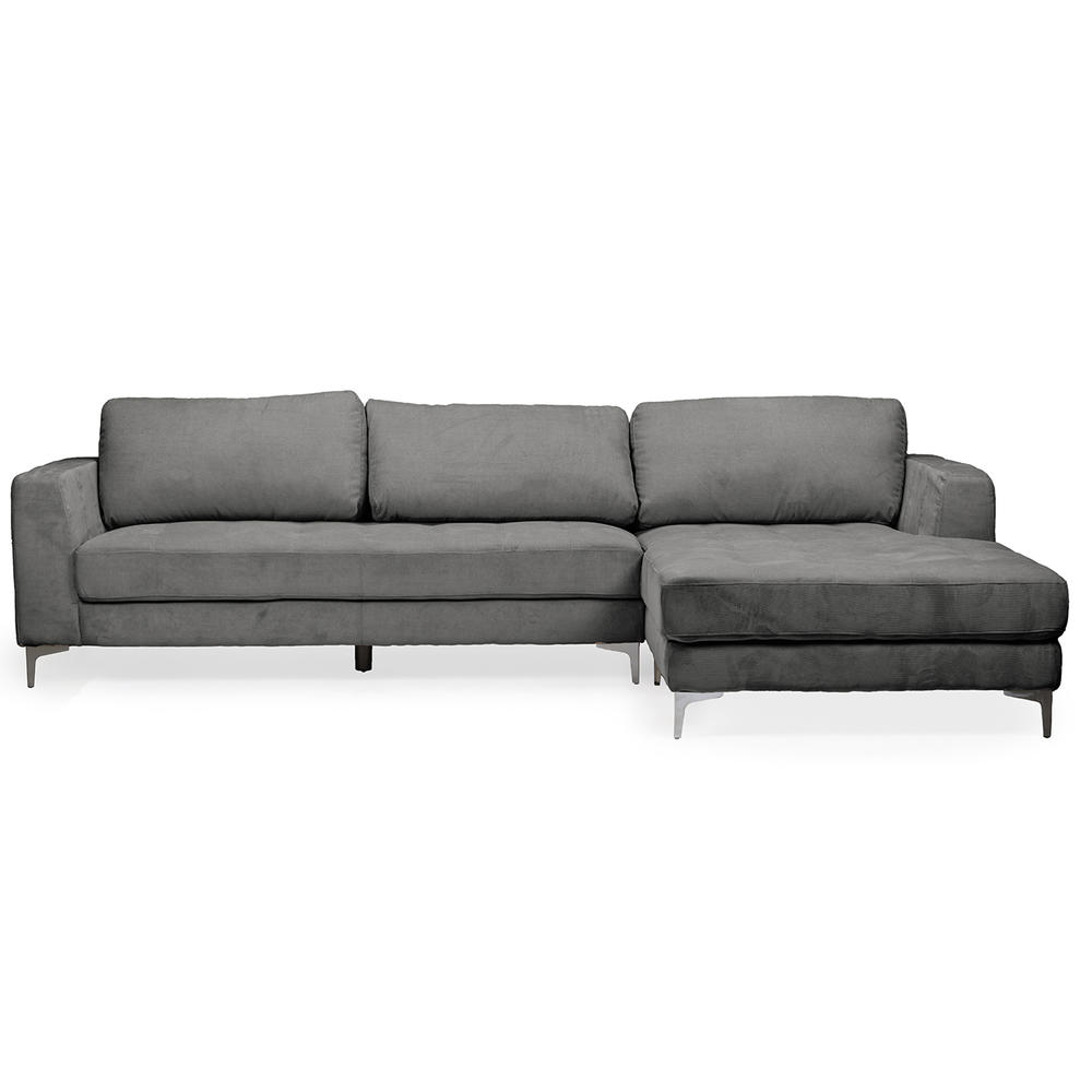 Baxton Studio Agnew Contemporary Grey Microfiber Right Facing Sectional Sofa
