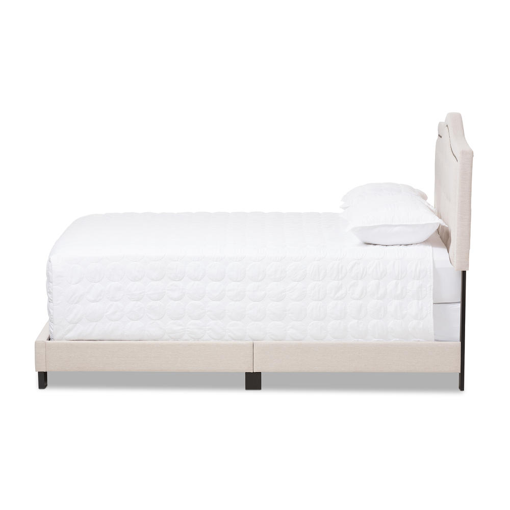 Baxton Studio Emerson Modern and Contemporary Light Beige Fabric Upholstered Queen Size Bed