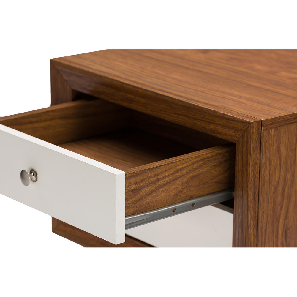 Baxton Studio Warwick Two-tone Walnut and White Modern Accent Table and Nightstand