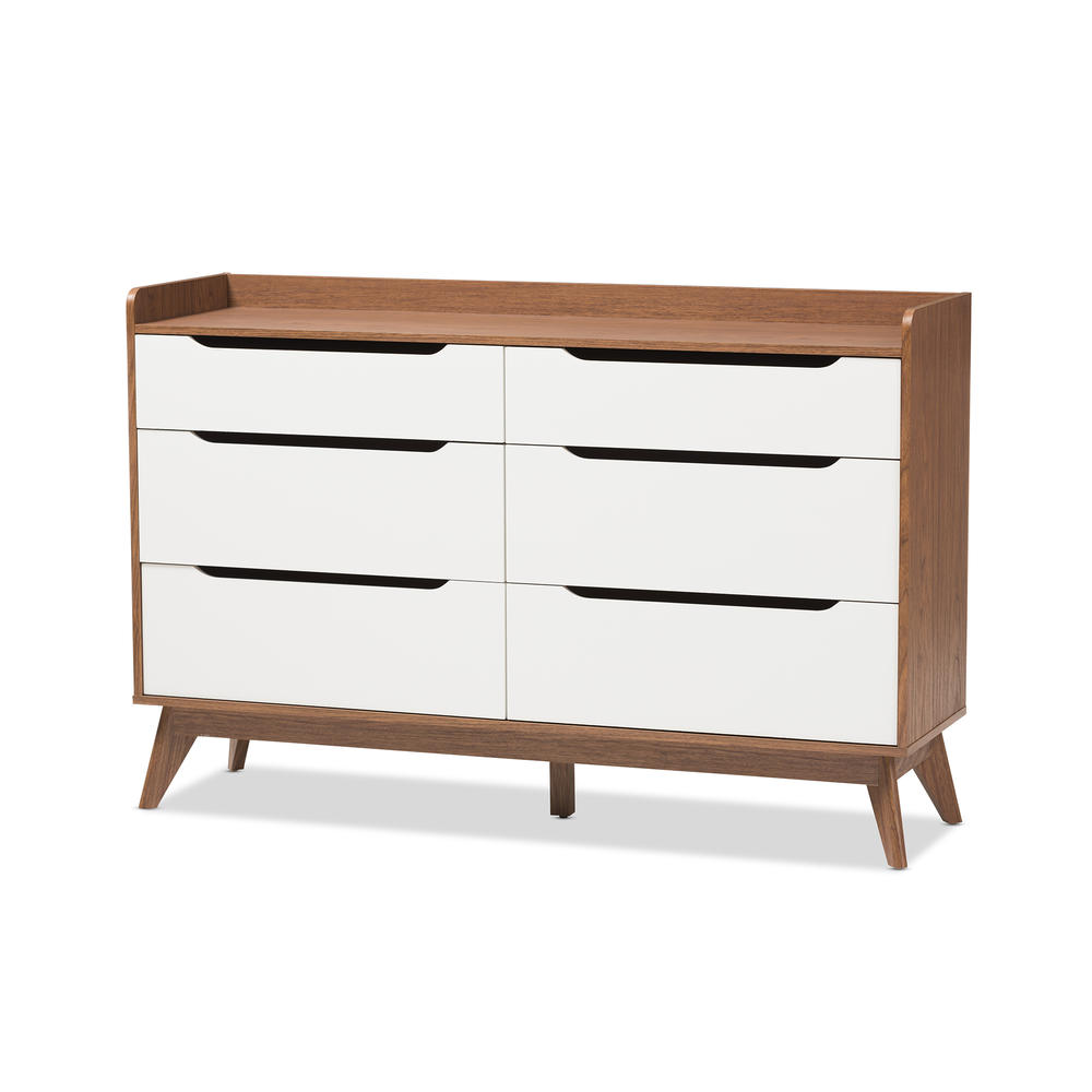 Baxton Studio Brighton MidCentury Modern White and Walnut Wood 6
