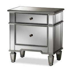 Baxton Studio Wholesale Interiors Sussie Hollywood Regency Glamour Style Mirrored 2-Drawer Nightstand