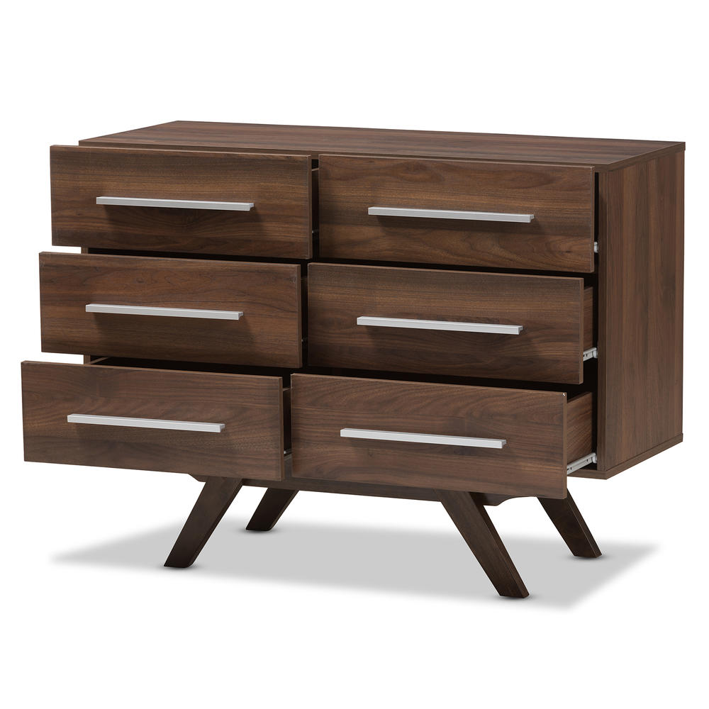 Baxton Studio  Auburn Mid-Century Modern Wood 6-Drawer Dresser