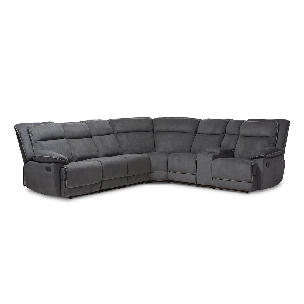 Baxton Studio Sabella Modern and Contemporary Two-Tone Fabric 7-Piece Reclining Sectional