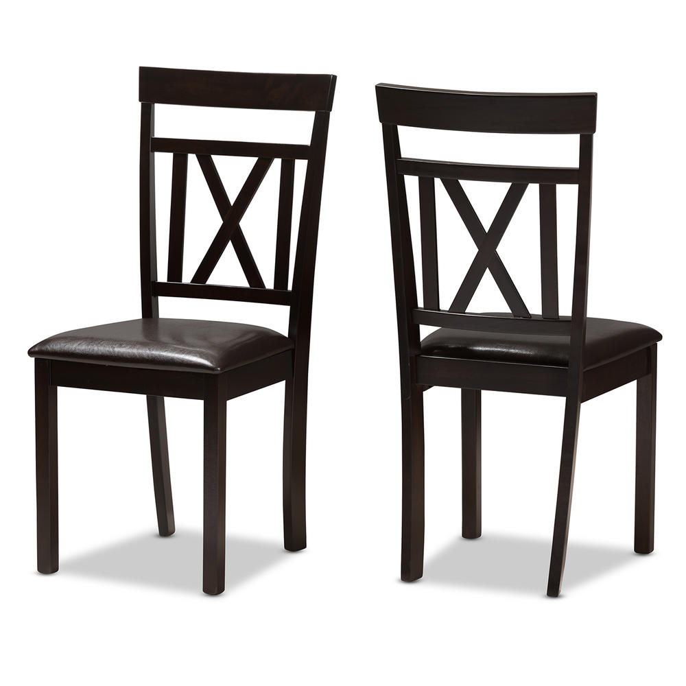 Baxton Studio Rosie Contemporary Upholstered 2-Piece Dining Chair Set - Dark Brown