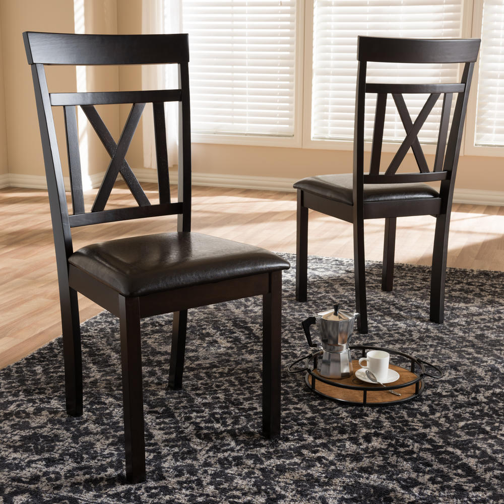 Baxton Studio Rosie Contemporary Upholstered 2-Piece Dining Chair Set - Dark Brown