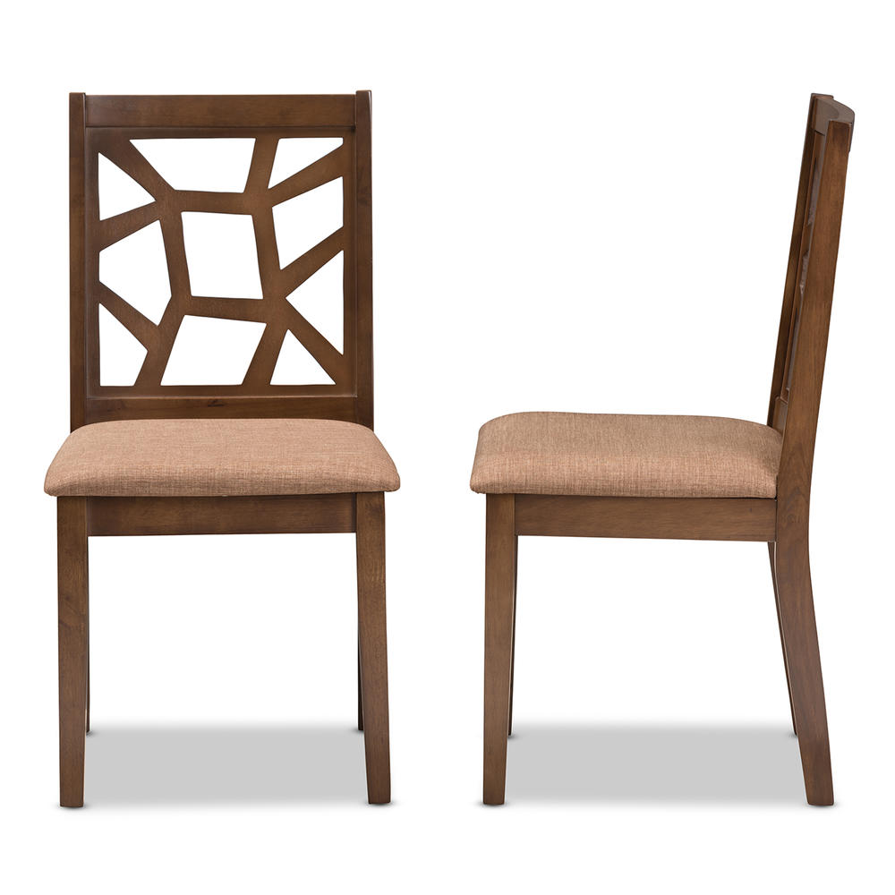 Baxton Studio Abilene Retro Upholstered 2-Piece Dining Chair Set - Light Brown