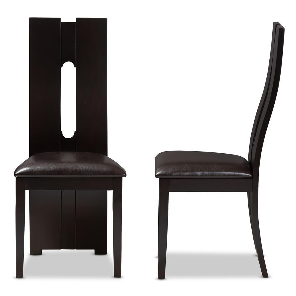 Baxton Studio Alani Contemporary Upholstered 2-Piece Dining Chair Set - Dark Brown
