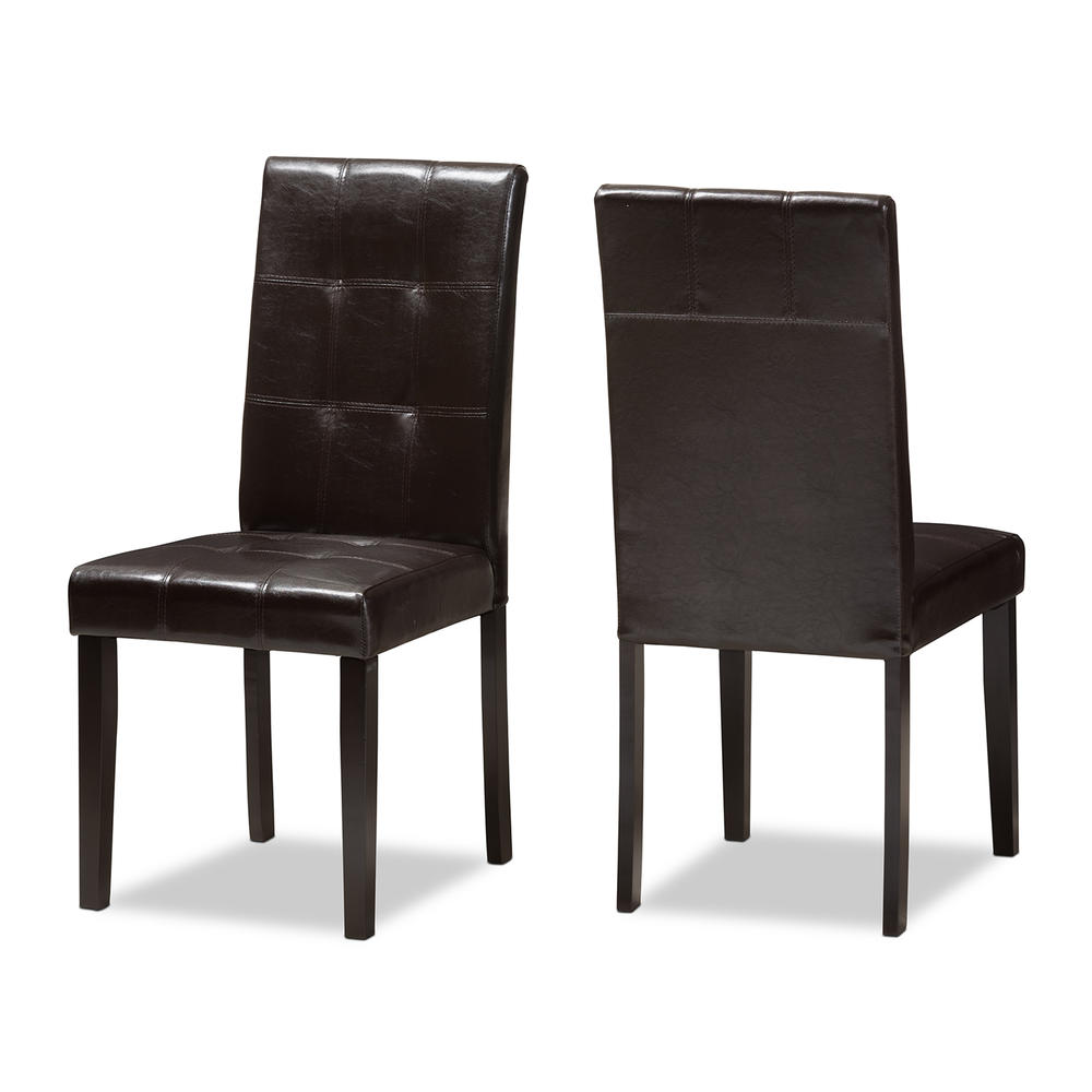 Baxton Studio Avery Contemporary Upholstered 2-Piece Dining Chair Set - Dark Brown