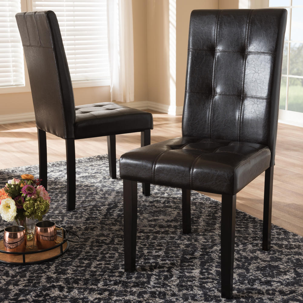 Baxton Studio Avery Contemporary Upholstered 2-Piece Dining Chair Set - Dark Brown