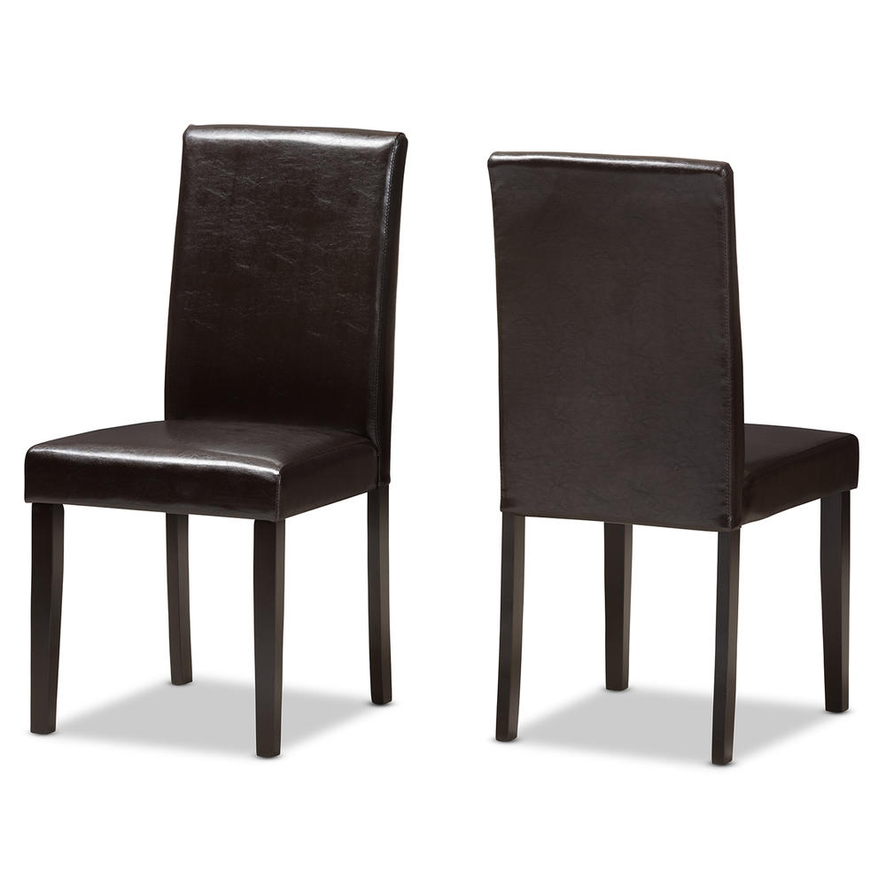Baxton Studio Mia Contemporary Upholstered 2-Piece Dining Chair Set - Dark Brown