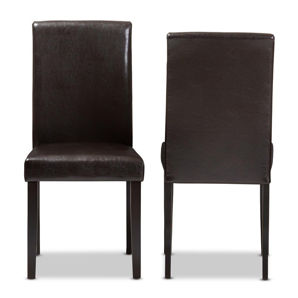 Baxton Studio Mia Contemporary Upholstered 2-Piece Dining Chair Set - Dark Brown
