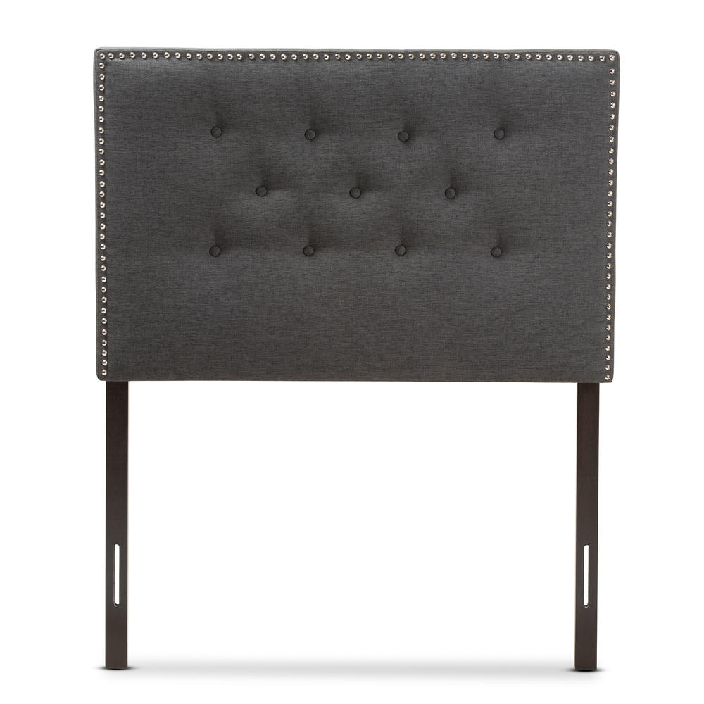 Baxton Studio Twin-Size Windsor Contemporary Upholstered Headboard - Dark Gray