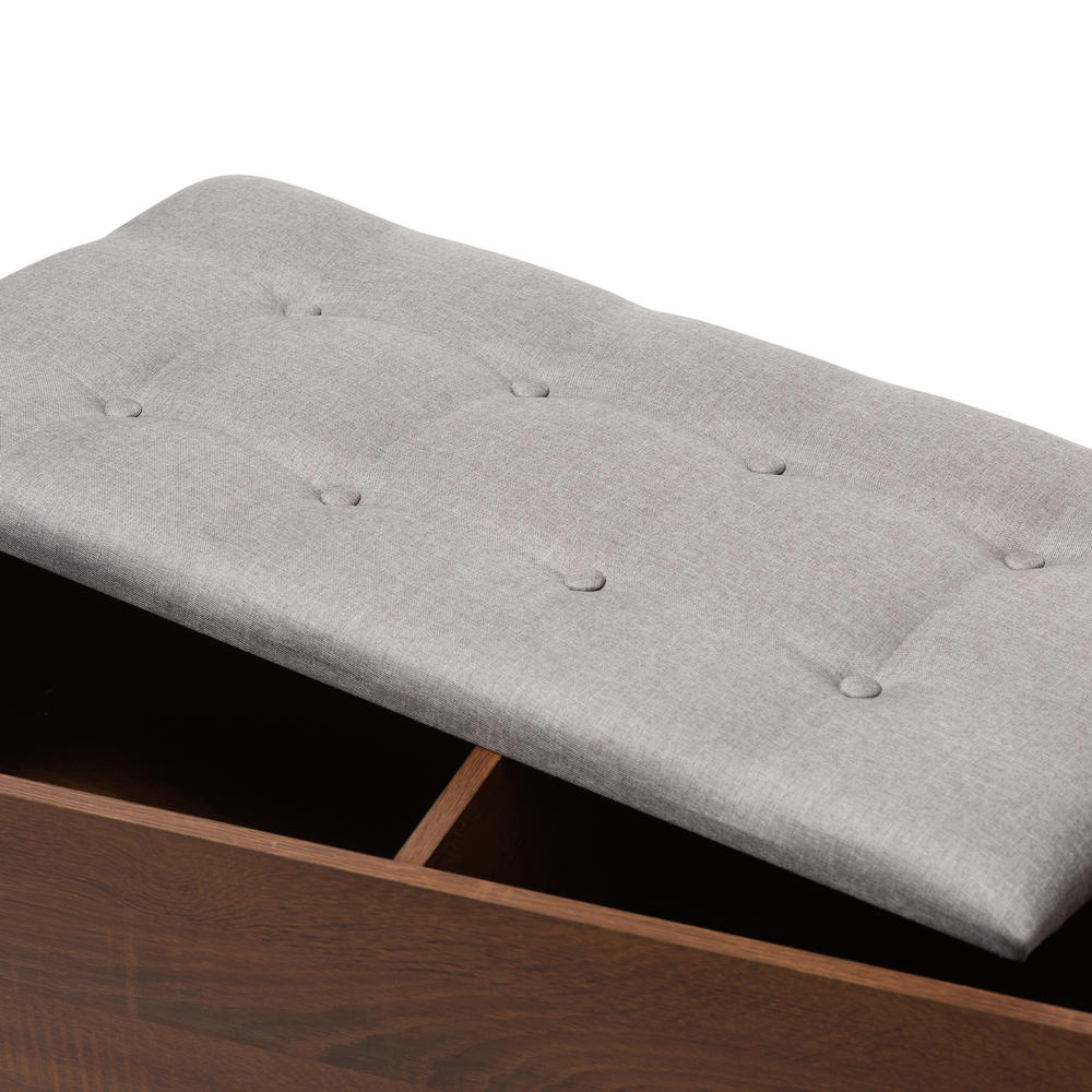 Baxton Studio Merrick Retro Upholstered Storage Bench - Light Gray