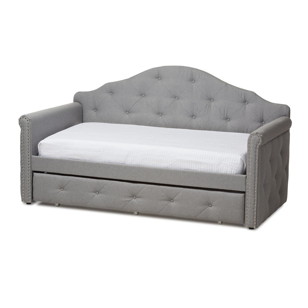 Baxton Studio Emilie Contemporary Upholstered Daybed with Trundle - Gray