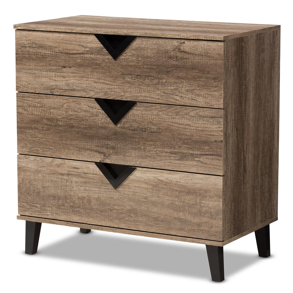 Baxton Studio Wales Contemporary 3-Drawer Chest - Light Brown