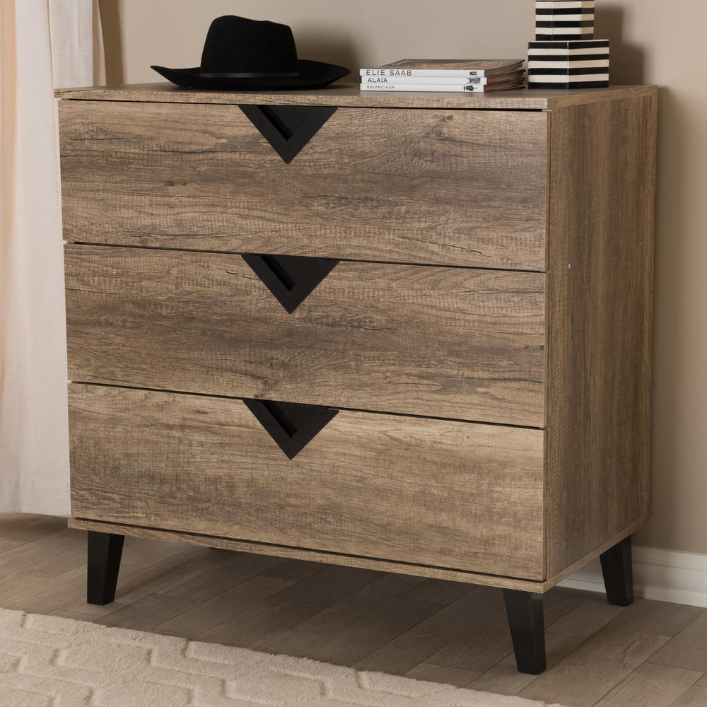 Baxton Studio Wales Contemporary 3-Drawer Chest - Light Brown