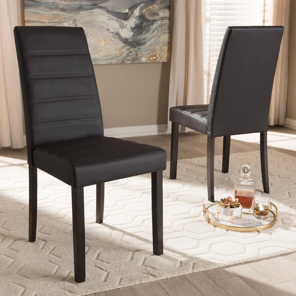 Baxton Studio Lorelle Contemporary Upholstered 2-Piece Dining Chair Set - Dark Brown