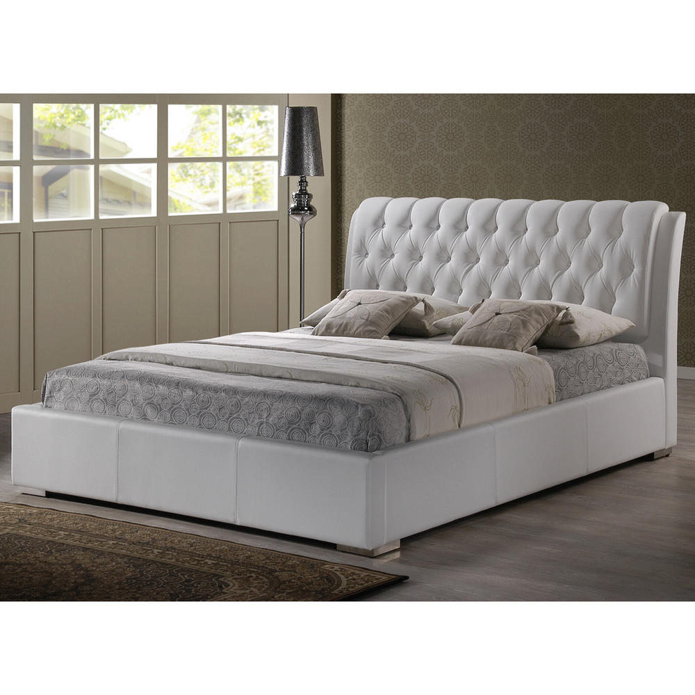 Baxton Studio Full-Size Bianca Contemporary Upholstered Bed - White