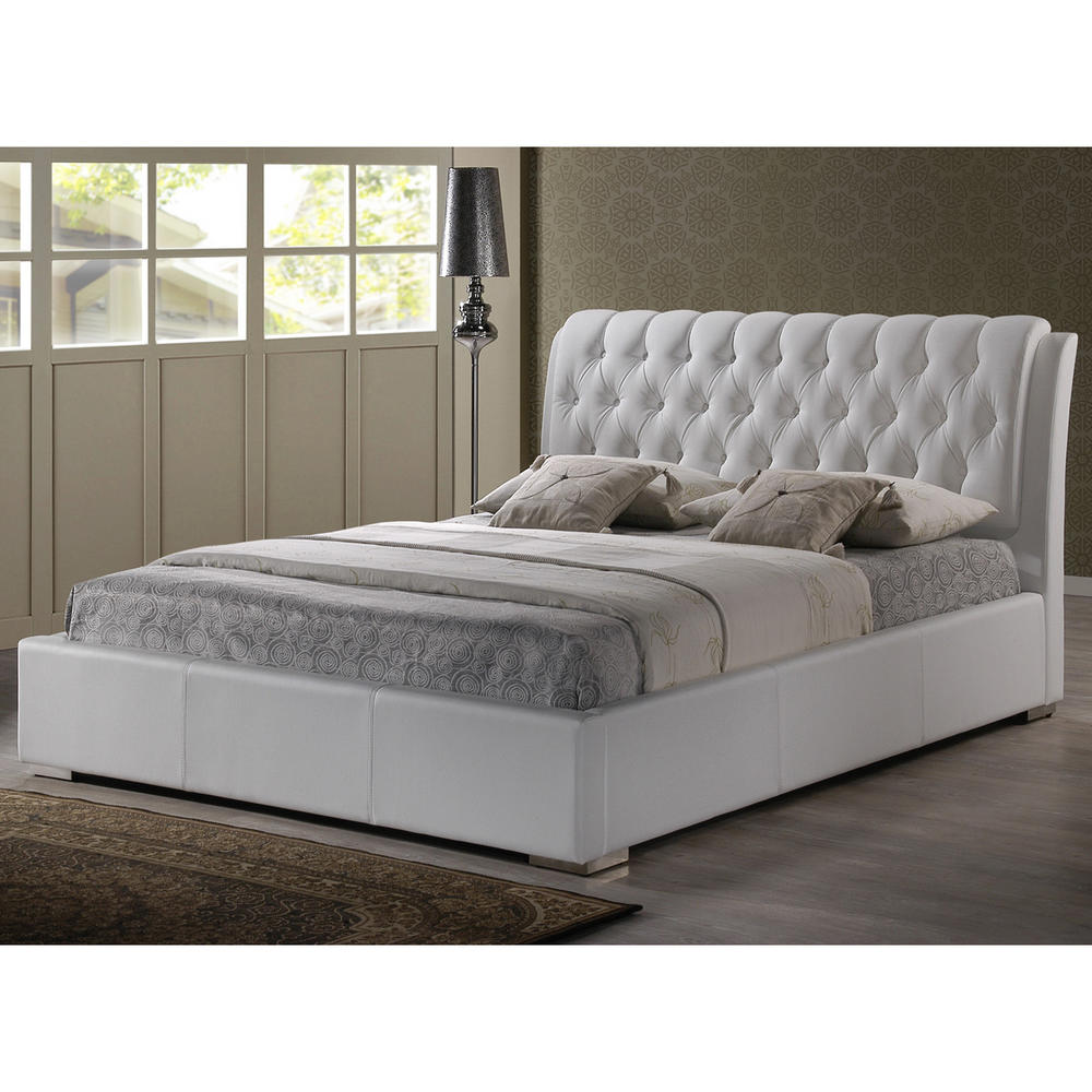 Baxton Studio FullSize Bianca Contemporary Upholstered Bed White