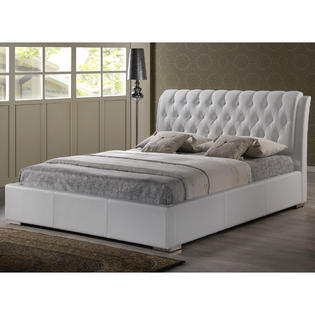 Baxton Studio Full Size Bianca Contemporary Upholstered Bed White