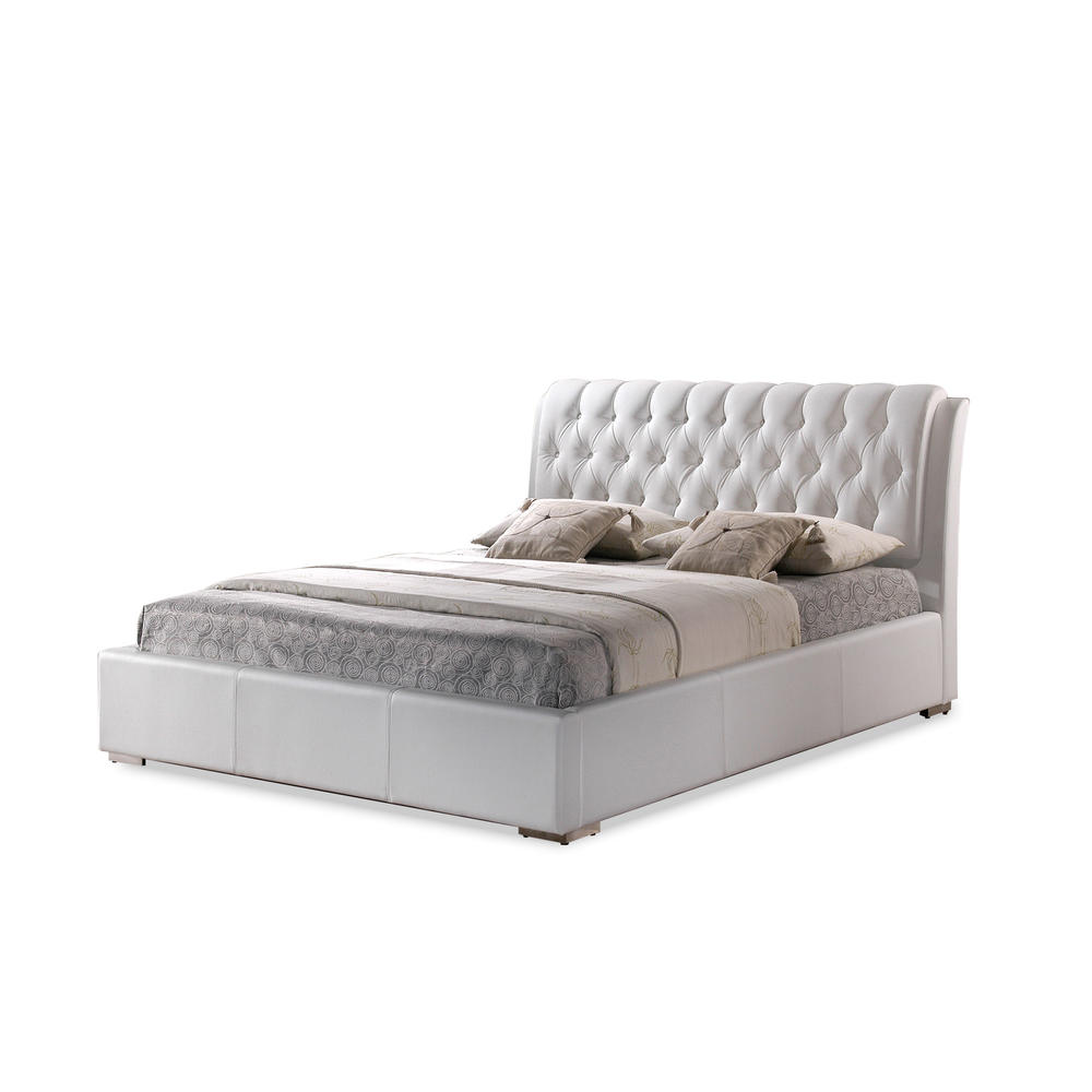 Baxton Studio FullSize Bianca Contemporary Upholstered Bed White