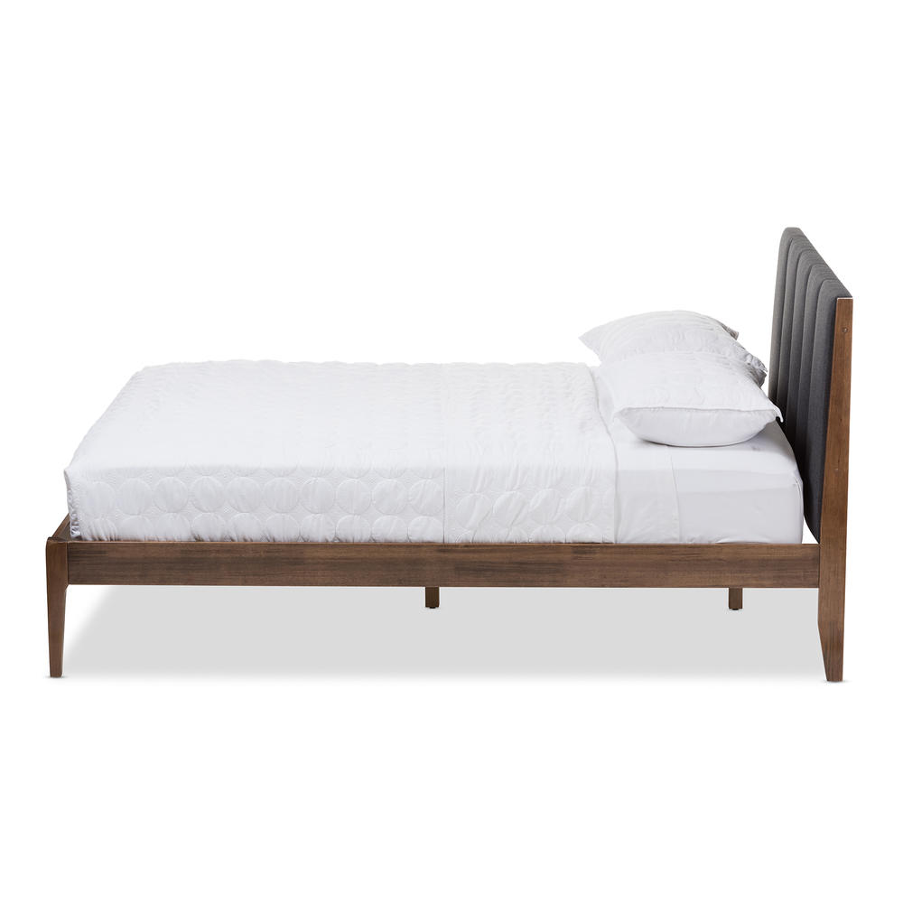 Baxton Studio King-Size Ember Retro Upholstered Platform Bed - Gray