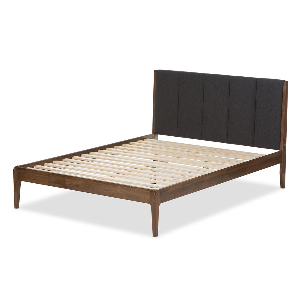 Baxton Studio King-Size Ember Retro Upholstered Platform Bed - Gray
