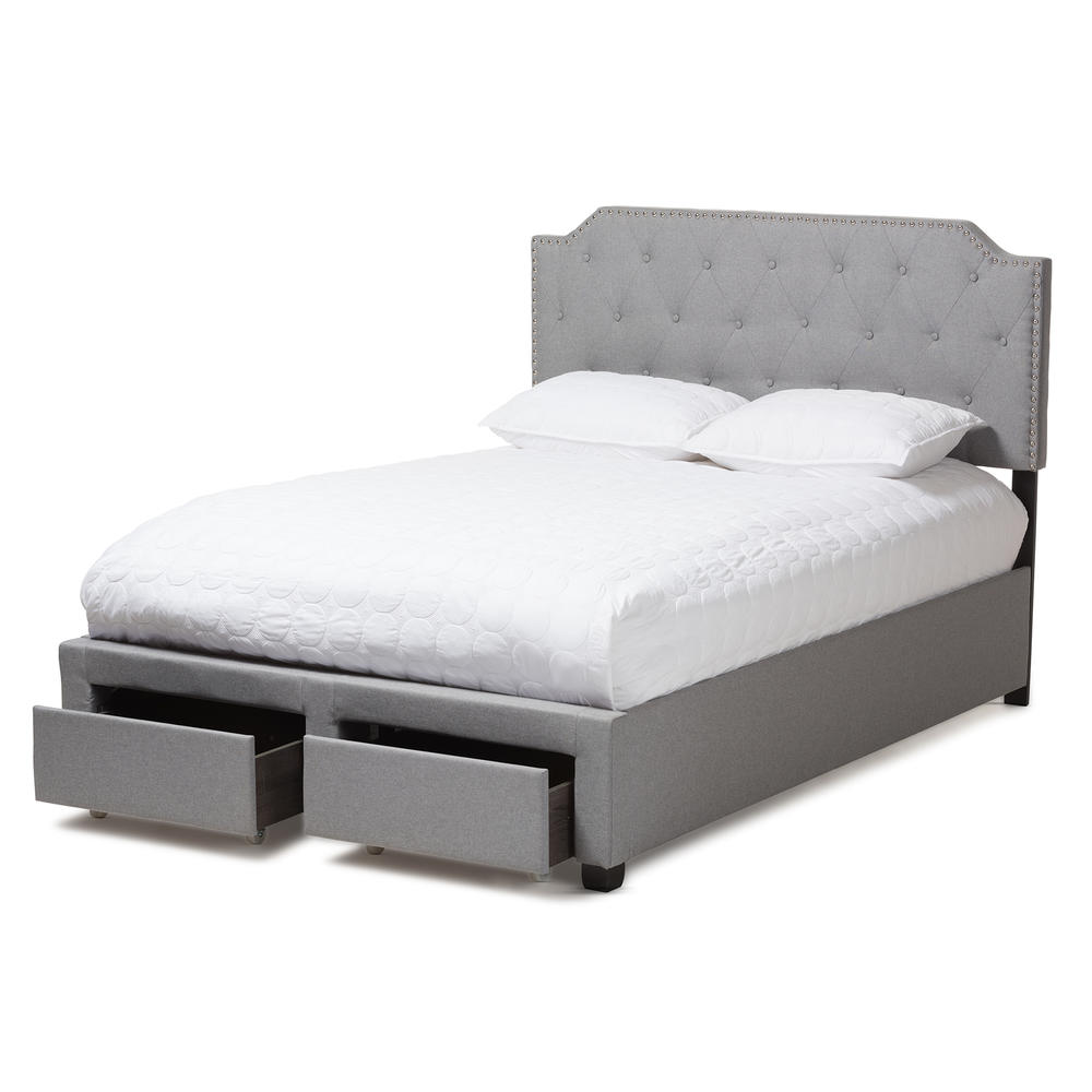 Baxton Studio Queen-Size Aubrianne Contemporary Upholstered Storage Bed - Gray