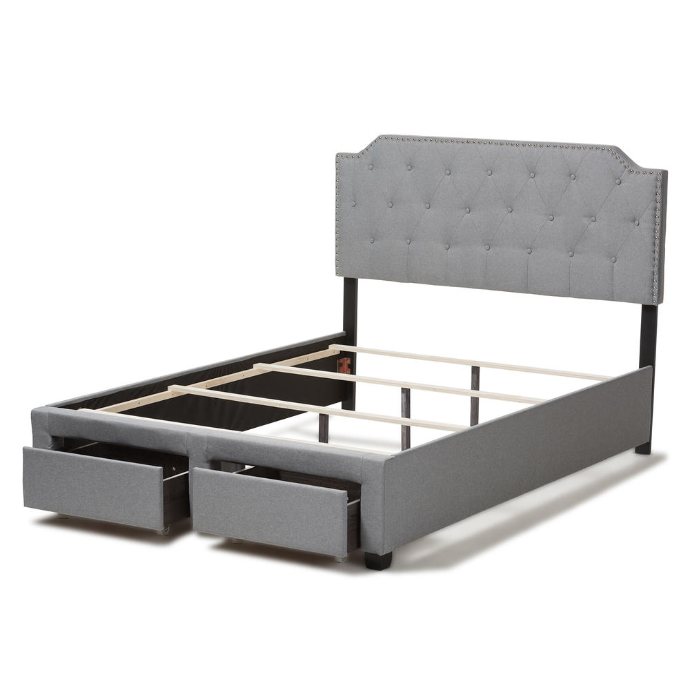 Baxton Studio Queen-Size Aubrianne Contemporary Upholstered Storage Bed - Gray