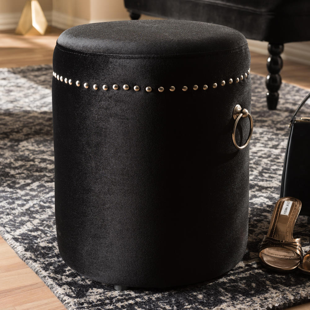 Baxton Studio Maeve Contemporary Upholstered Ottoman - Black