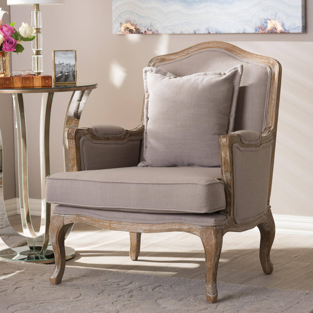 Baxton Studio Constanza Traditional Upholstered Accent Chair - Beige