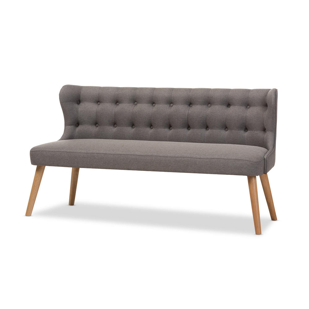 Baxton Studio Melody Retro Upholstered 3-Seat Settee Bench - Gray