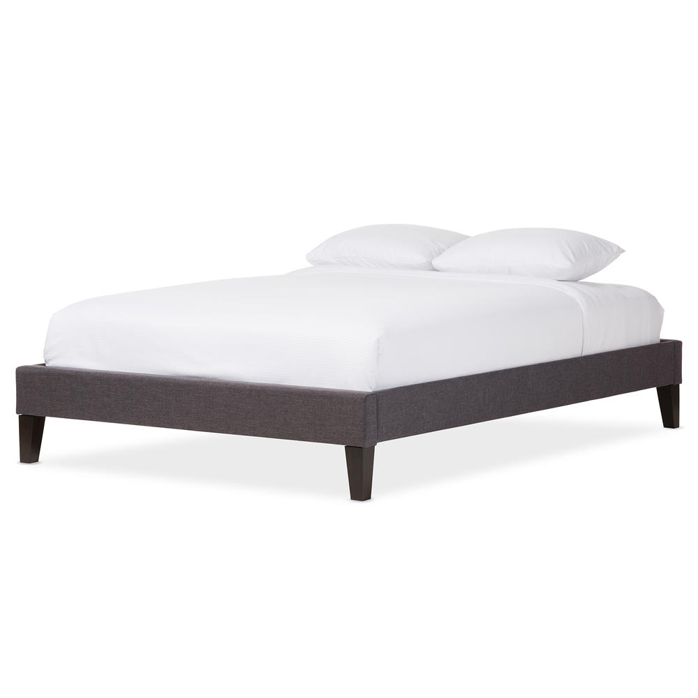 Baxton Studio Lancashire Modern and Contemporary Grey Fabric Upholstered Full Size Bed Frame with Tapered Legs