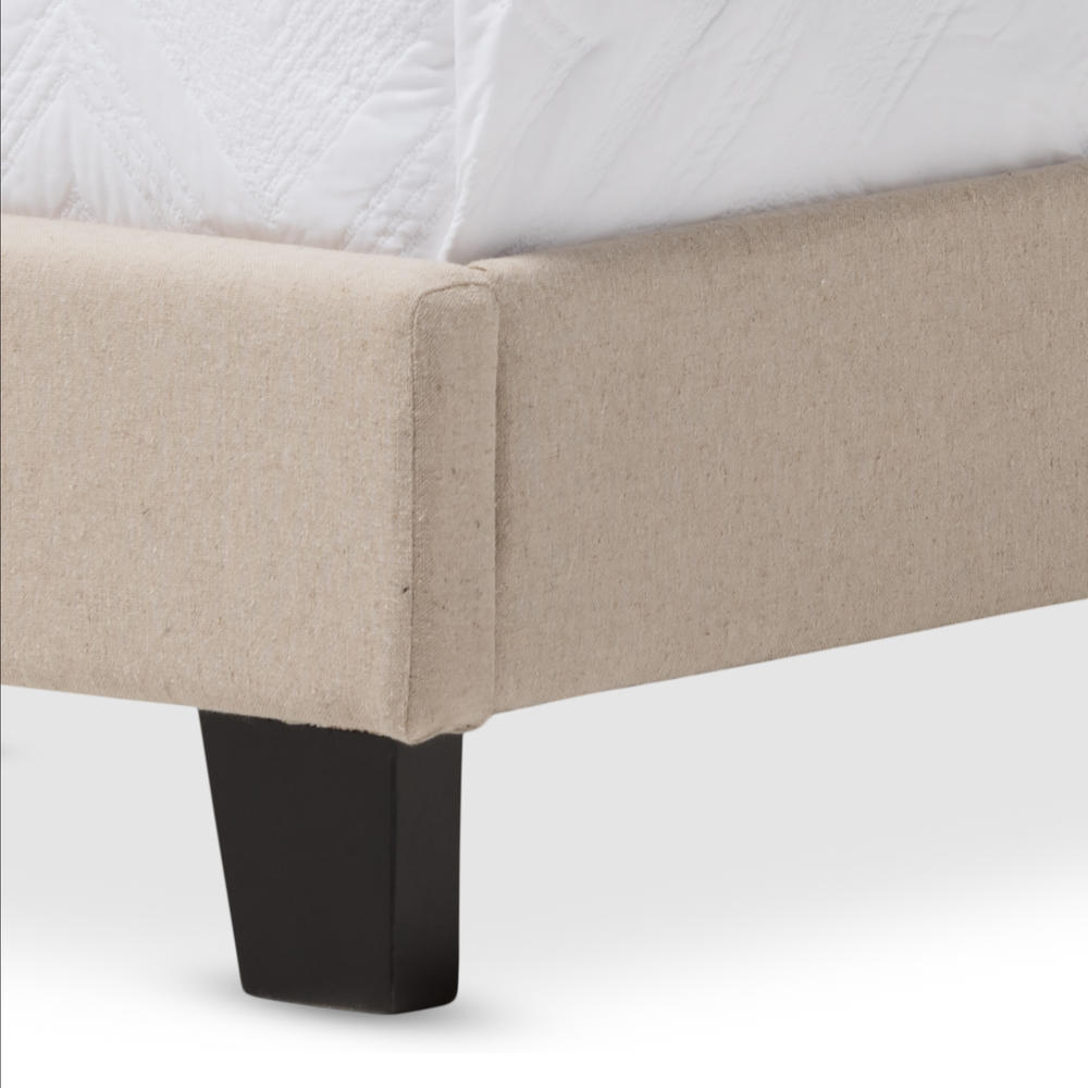 Baxton Studio Paris Modern and Contemporary Beige Linen Upholstered Twin Size Tufting Platform Bed