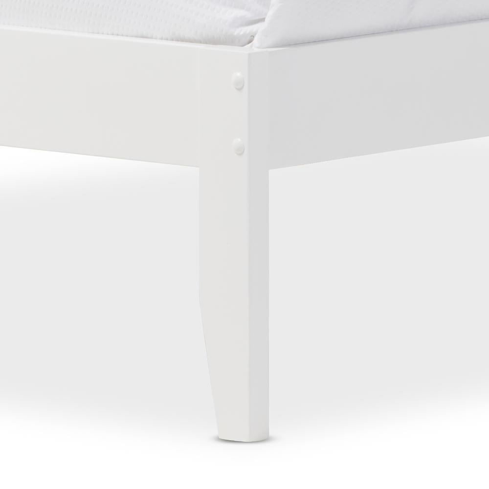 Baxton Studio Celine Modern and Contemporary Geometric Pattern White Solid Wood Full Size Platform Bed