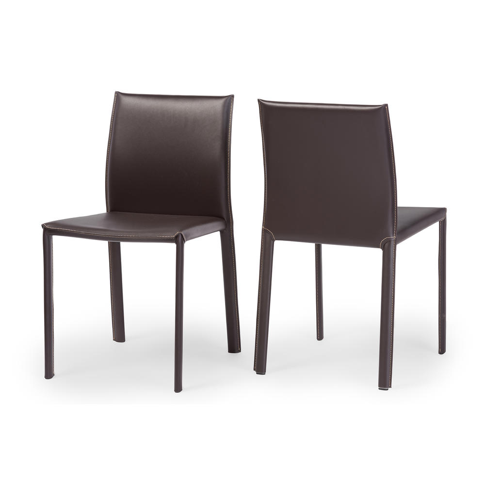 Baxton Studio Ares Set of 2 18-1/2"H Leather Dining Chairs - Brown