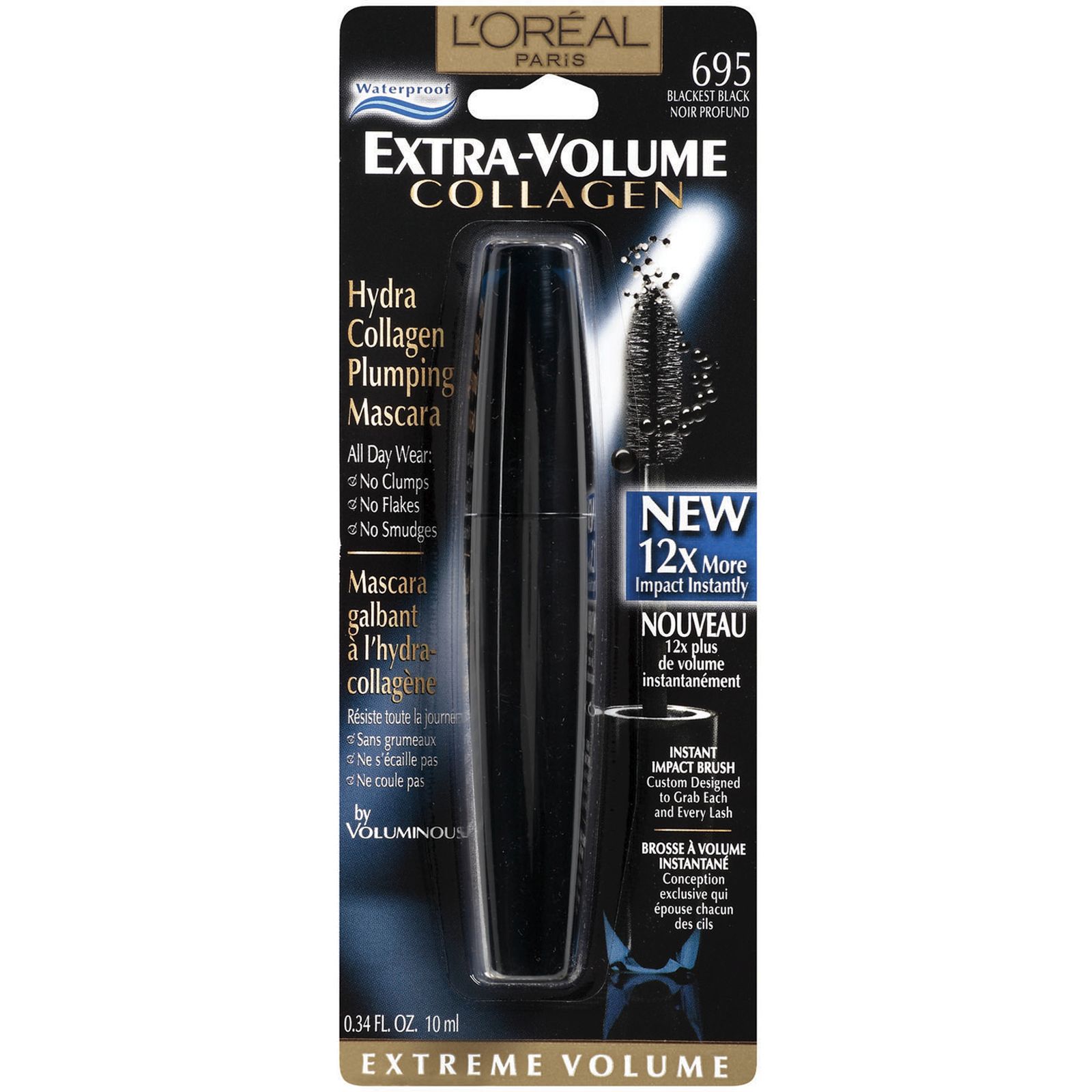 L’Oreal Extra-Volume Collagen Waterproof Mascara, Blackest Black L’Oreal Extra-Volume Collagen Waterproof Mascara, Blackest Black