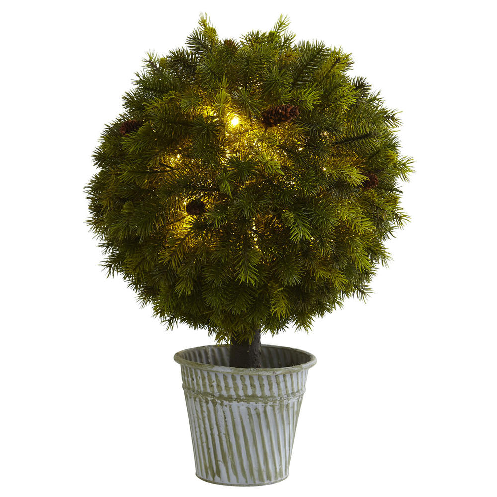 Nearly Natural 23&#8221; Pine Ball in Iron Top