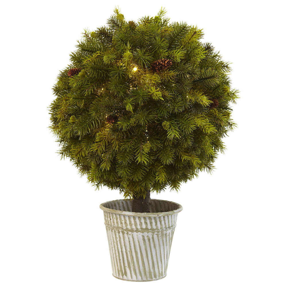 Nearly Natural 23" Pine Ball in Iron Top
