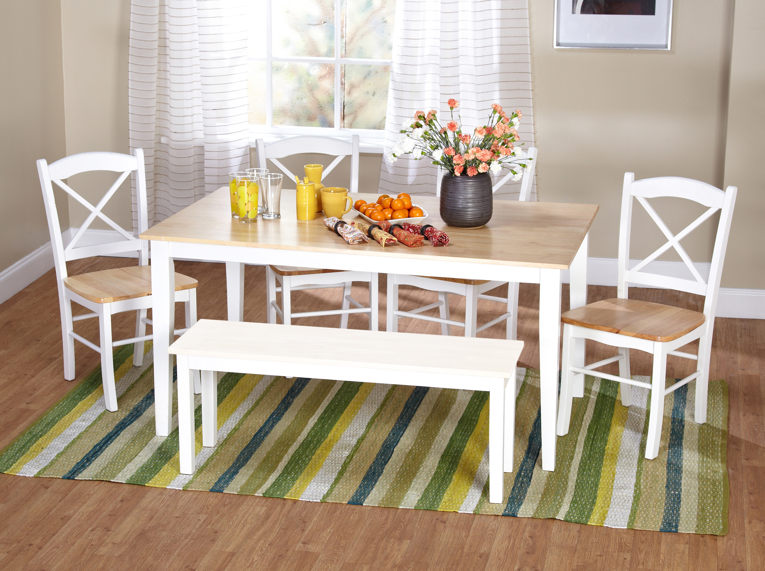 6pc Tiffany dining set with bench