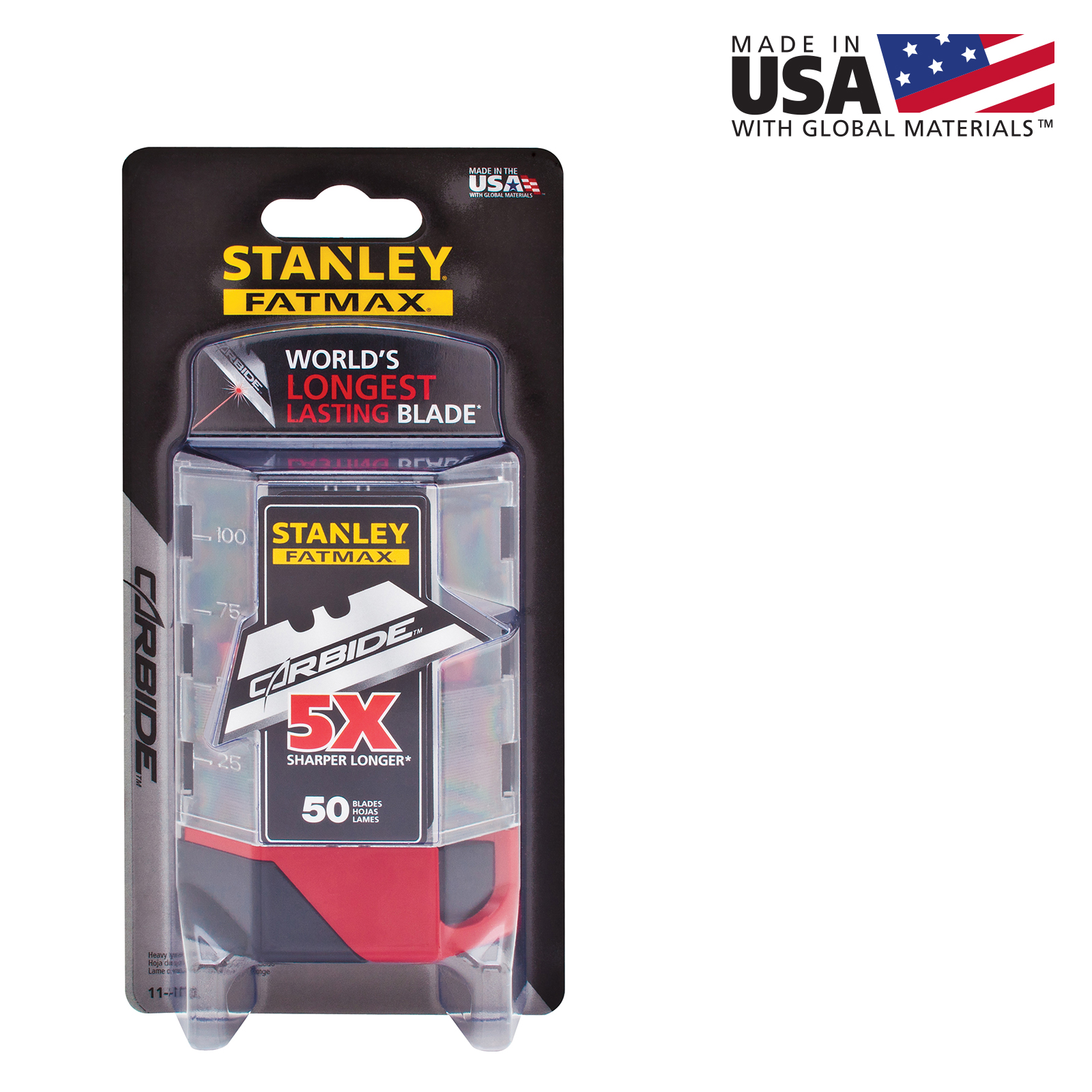 Stanley 11-800L Carbide Utility Blade, 50-Pack Dispenser