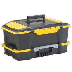 Stanley Tools 0556837 Click N Connect 2-in-1 Tool Box - 12 x 19 x 6 in.&#44; 30 lbs&#44; Plastic - Black & Yellow
