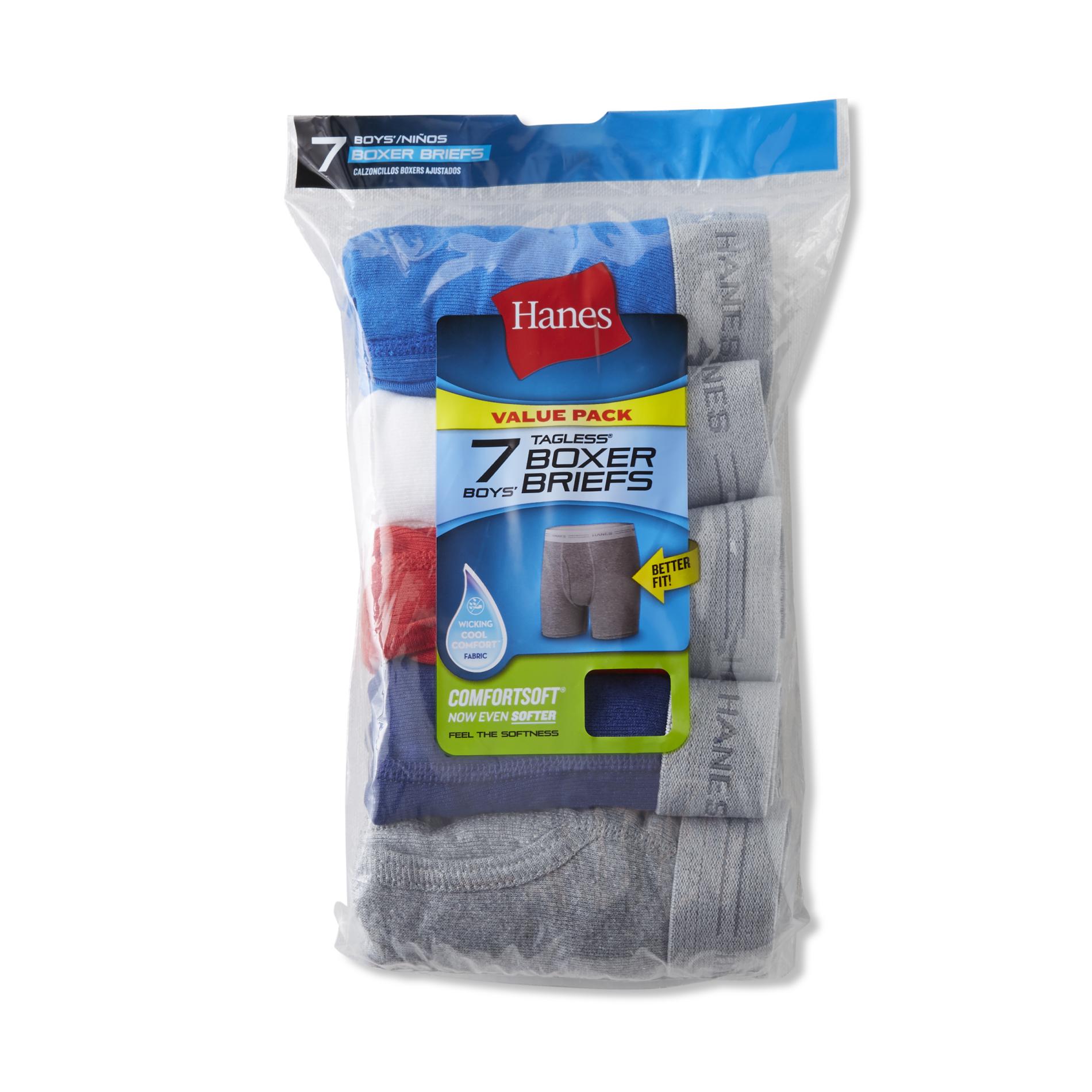 Hanes Boys' 7-Pack Boxer Briefs, Size: Large, Black/Gray Hanes Boys' 7-Pack Boxer Briefs, Size: Large, Black/Gray