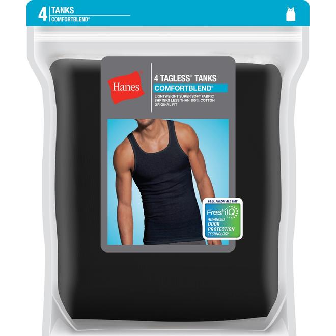 Hanes Men’s 4Pack ComfortBlend Tank Undershirts
