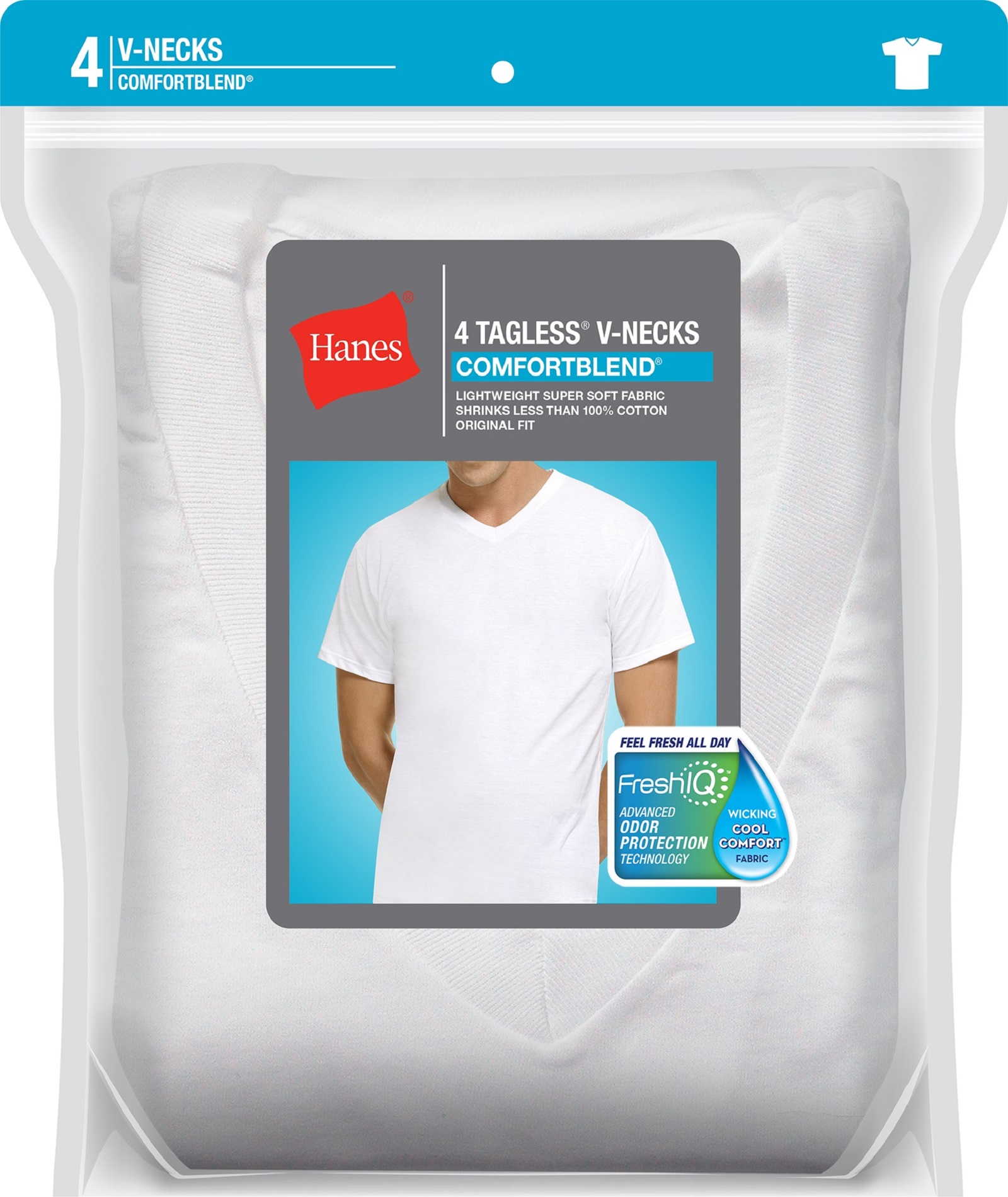 Hanes Men’s 4-Pack ComfortBlend V-Neck T-Shirts