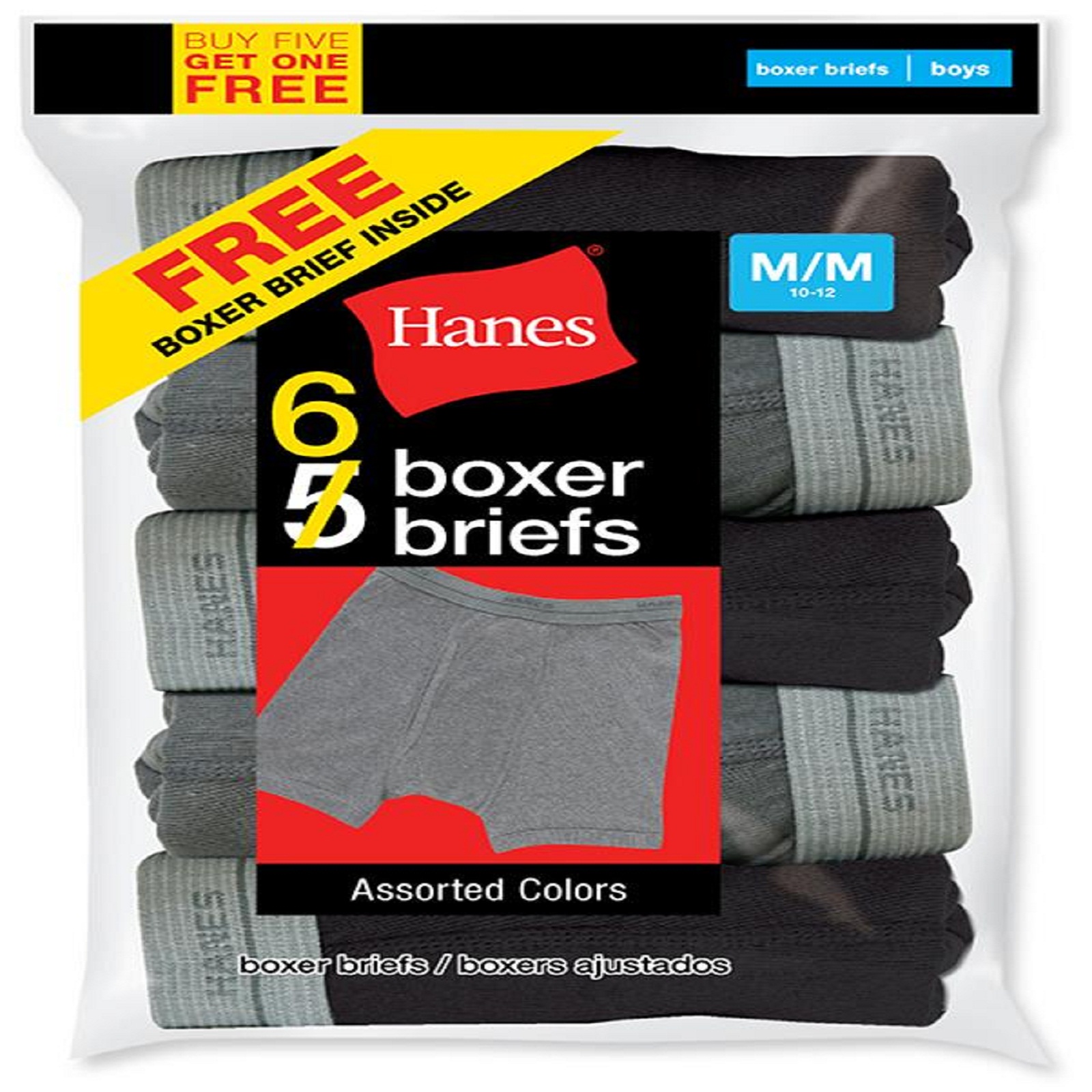 Hanes Boy's 6-Pack Boxer Briefs - Assorted Colors