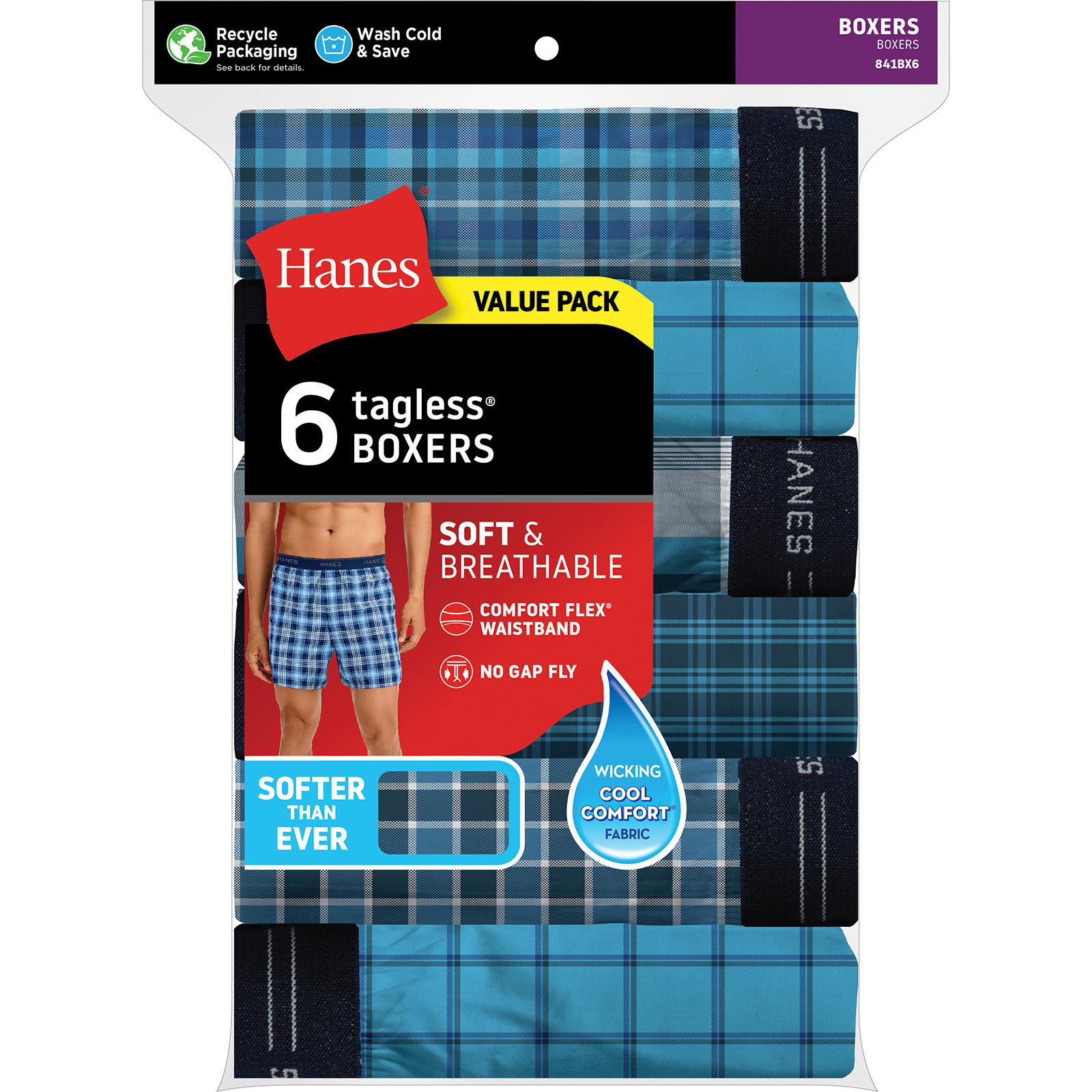 Hanes 6-Pack Men's Tagless Assorted Woven Boxers