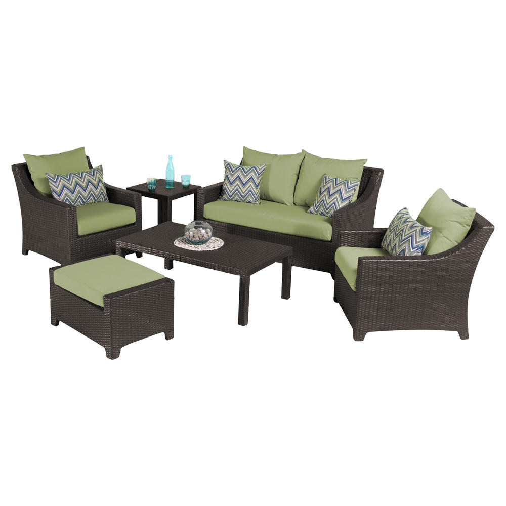 RST Brands Deco™  6pc Love and Club Deep Seating Set with Gingko Green Cushions