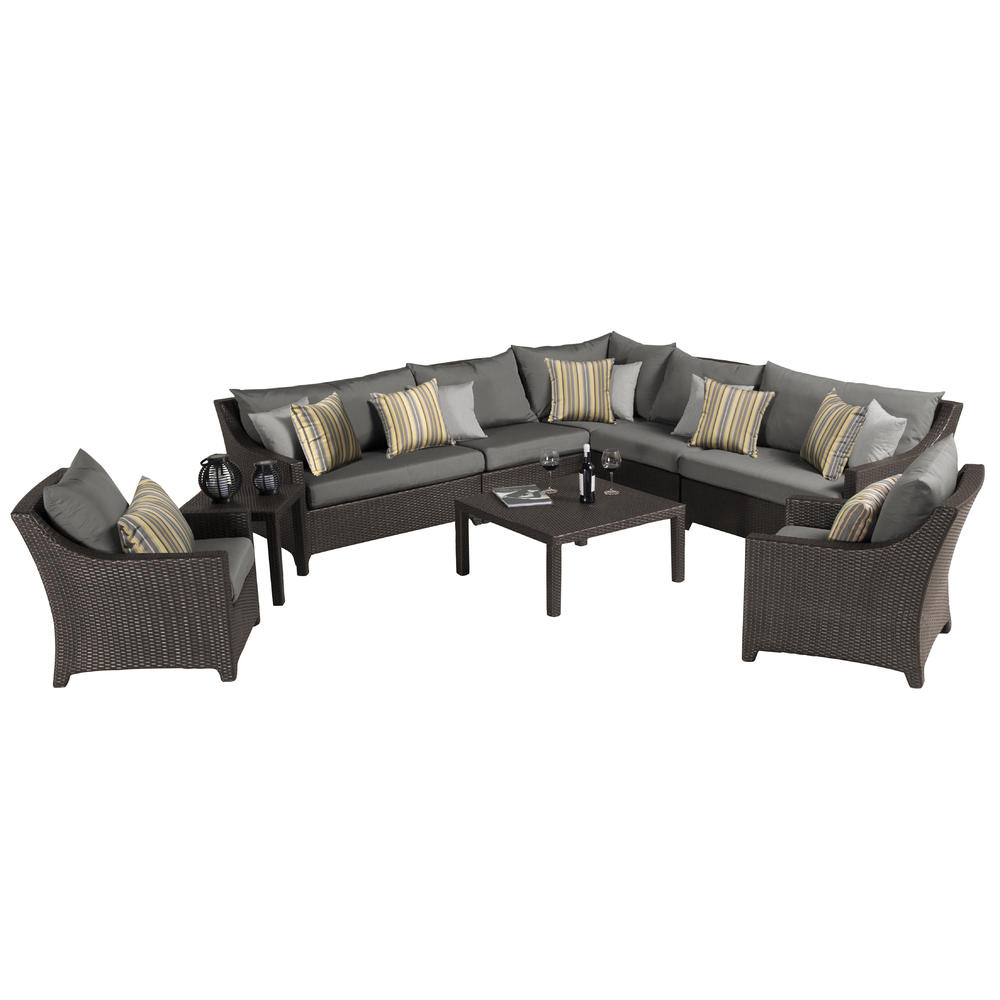 RST Brands Deco™ 9pc Corner Sectional & Club Chair Set with Charcoal Grey Cushions